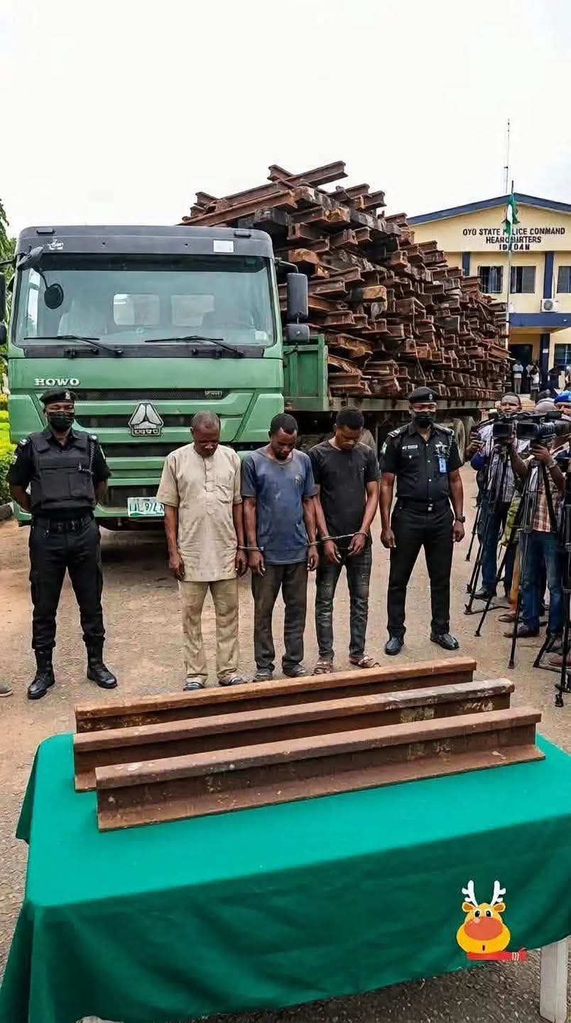 Oyo Police Arrest Three Suspected Railway Vandals, Recover Rail Tracks Worth ₦200m