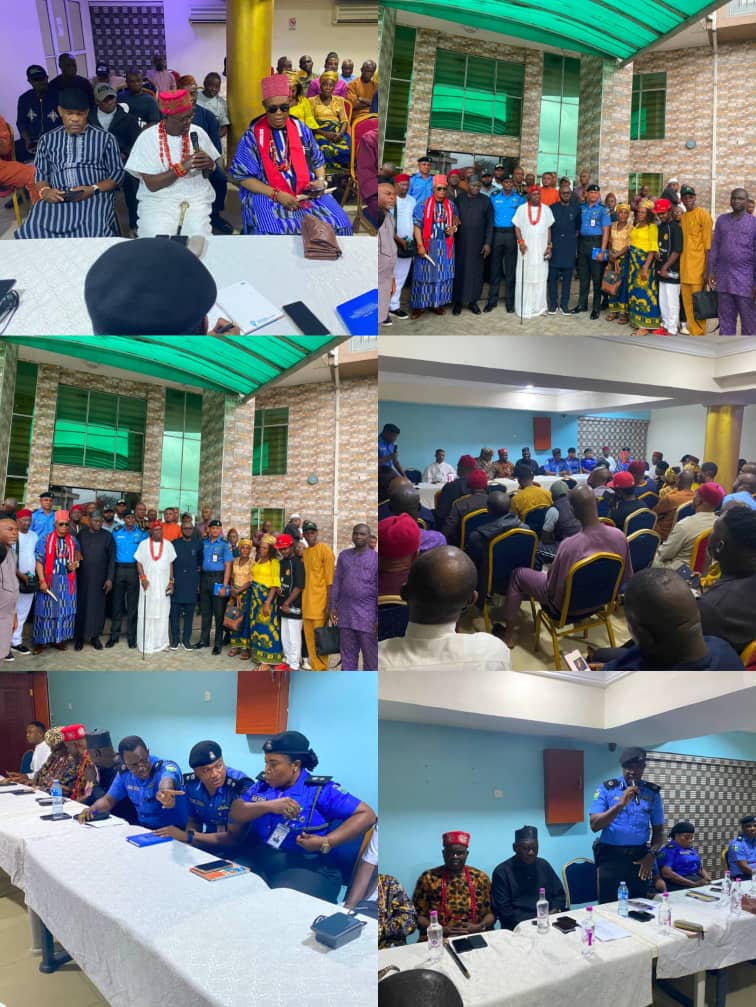 Agwa Central Union Delegates, Eze Ohanyere I, Oluoha II, Ugochinyere, Prince Asor, Attends Imo Police Command Stakeholders Meeting For Security Cooperation, in Oguta, Ohaji-Egbema, Owerri-West Local Government Areas, Imo State